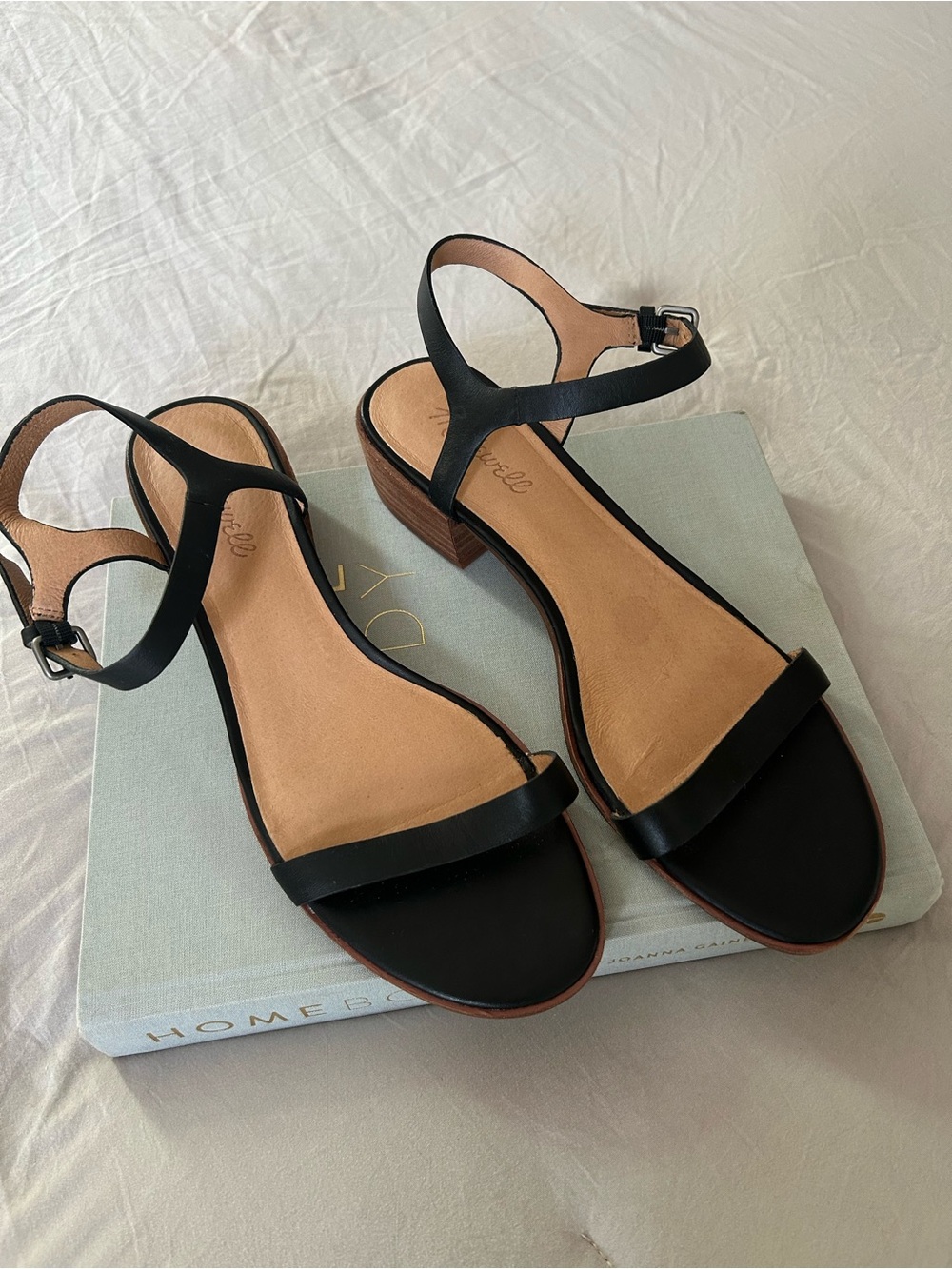Madewell Black Leather Open-Toe Ankle-Strap Sandals